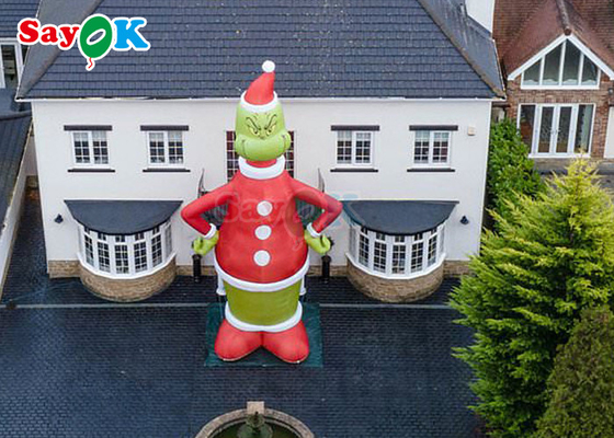 30ft Grinch şişme çizgi film karakterleri Yeşil canavar Noel şapkası Ev içi şişme ayakta dekorasyon