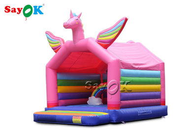 Çocuk için 5x4mH Prenses Pembe Gökkuşağı Unicorn Şişme Sıçrama Kalesi